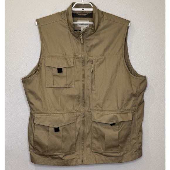 Boulder Creek Trading Co. Mens Outdoor Utility Vest Multi Pocket Khaki 2XL Tall - Picture 1 of 7